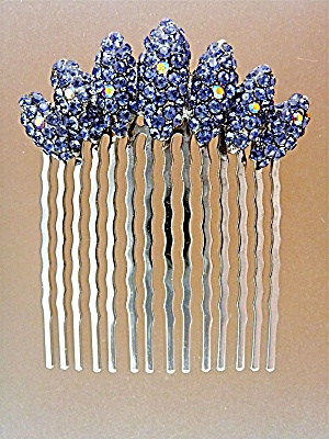 Hair Comb Shades Of Blue Crystals And Metal