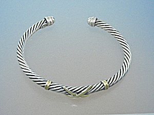 Sterling Silver 18k Gf Twist Cross Bracelet