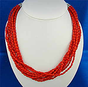 Coral Sterling Silver 10 Strand Necklace Jay King
