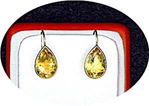 14k Gold Shepherd Hook Teardrop Citrine Earrings