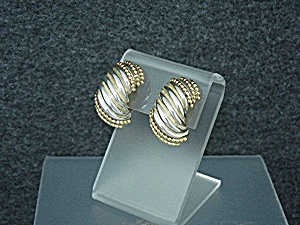 Dian Malouf 14k Gold Sterling Silver Clip Earrings