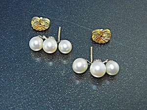 Cultured Pearls Gold Pierced Earrings