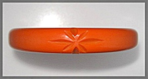 Bakelite Orange Bangle Bracelet Carved Stars