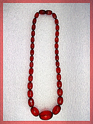 Cherry Amber Faceted Graduated Necklace 17 Inch