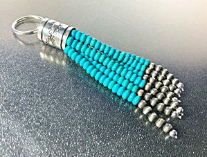 Turquoise Sterling Silver Navajo Pearls Tassel Signed