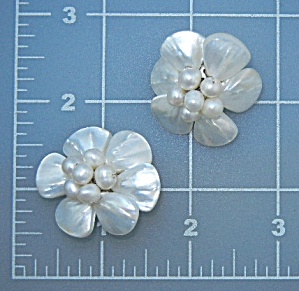 Freshwater Pearls Mother Of Pearl Clip Earrings