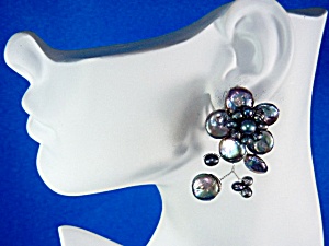 Freshwater & Coin Pearls Clip Earrings Spray