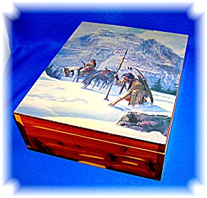 Wooden Box Cedar, Estes Park Colorado Indian Motif