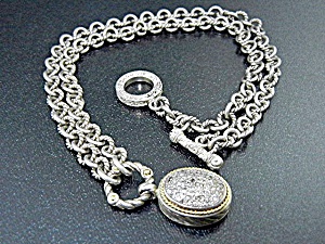 Effy 18k Gold Pave Diamonds Sterling Silver Necklace