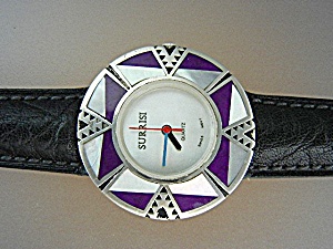 Surrisi Sterling Silver Sugilite Inlay Mother Of Pearl