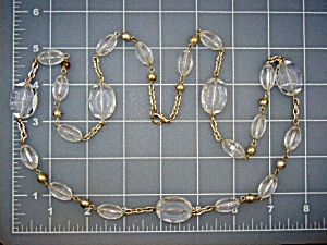 Plastic Lucite Silver Tone Necklace 34 Inches
