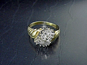 Diamond 10k Gold Cluster Ring Approx 3/4 Ct