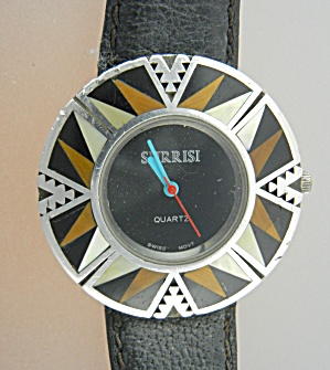 Surrisi Sterling Silver Jasper Onyx Mother Pearl Watch