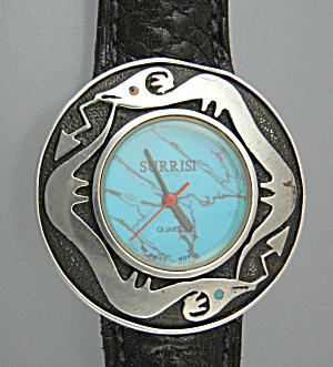 Surrisi Sterling Silver Turquoise Santa Fe Serpent Watc