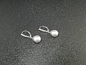 Sterling Silver 9mm Grey Freshwater Pearls Earrings H