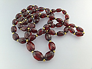 Cherry Amber12k Gold Fill Beads Necklace 30 Inch