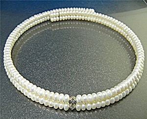Freshwater Pearls Spring Wire Choker 2 Strand Necklace