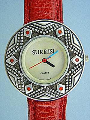 Surrisi Sterling Silver Coral Mother Of Pearl Wrist Wat