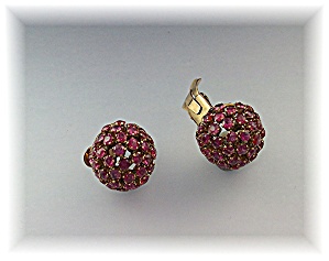 Earrings 14k Yellow Gold Gold & Ruby Clip On