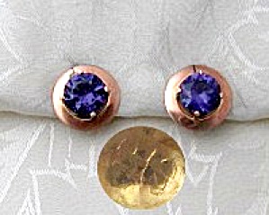 Earrings 10k European Rose Gold 6ct Amethyst Clip