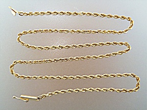 Necklace 14k Gold Rope Push Lock Clasp
