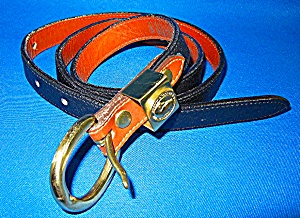 Belt Black Tan Leather Dooney Bourke Brass Buckle