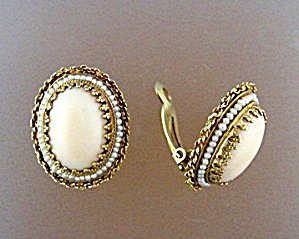 Earrings 14k Gold Angelskin Coral And Seed Pearl Clip