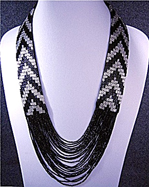 Beaded Black And Silver Necklace Usa