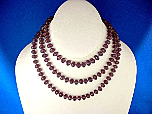 Amethyst Faceted Glass Hand Knotted Beads Necklace Kh