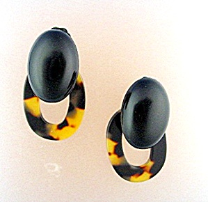 Tortoise Color Lucite Clip Earrings Vintage