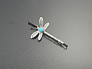 Hair Pin Sterling Silver Turquoise Butterfly