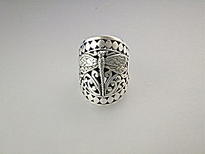 Ring Sterling Silver Dots And Dragonfly