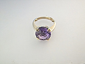 Ring 14k White And Yellow Gold 11 Ct Amethyst
