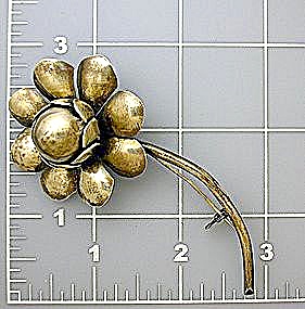Vintage Silver Brooch Pin Flower
