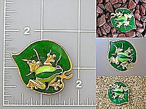 Vintage Giggler Frog On A Lily Pad Brooch