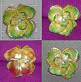 Vintage Enamel Flower Brooch Pin