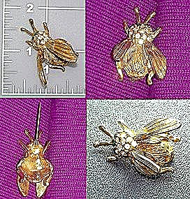 Bee Trembler Bug Brooch Pin Crystal Vintage