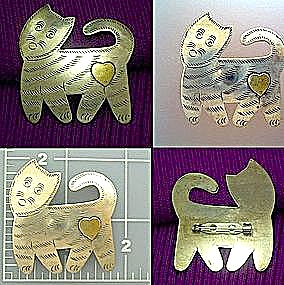 Vintage Cat Brooch Pin