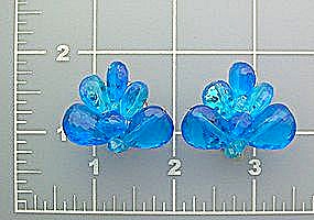 Blue Plastic Lucite Clip Earrings Vintage Japan