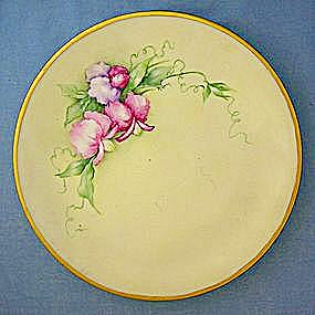 Hand Painted China Plate Saxony Purple Orchids