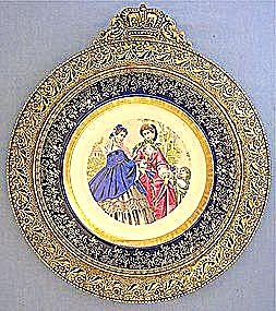 French Le Follet Fashion Porcelain Plate Brass Frame