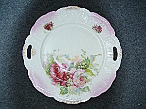 China Floral Serving Plate Handles And Gold Highlites