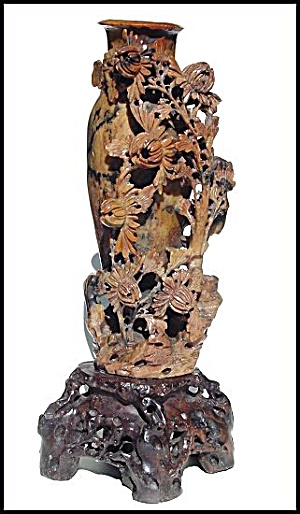Antique Carved Soapstone Vase