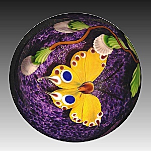 Mayauel Ward 2013: Yellow Butterfly And Buds Paperweight