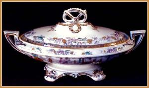 Early Staffordshire Polychrome Covered Server