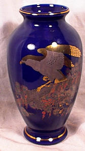 Lg Asahi Cobalt/gold Porcelain Vase