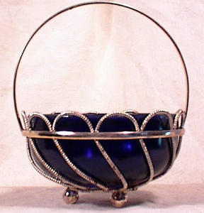 English Silver Plate Basket - Cobalt Liner