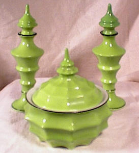 3 Pc - Lime Green - Art Deco - Vanity Set
