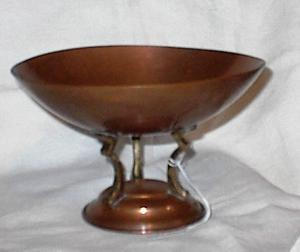 Art Deco Footed Copper And Brass Compote