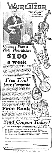 1926 Wurlitzer Violin/mandolin+ Music Room Ad